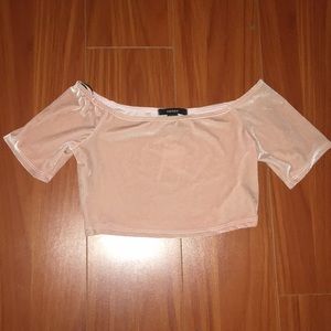 Forever 21 velvet off the shoulder pink top